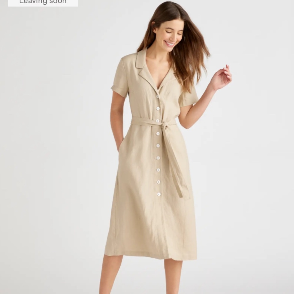 Quince 100% European Linen Button Front Dress